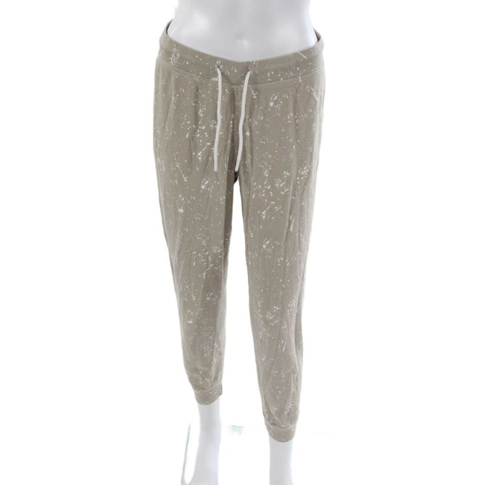 Leallo Women Jogger Sweatpants Beige 100% Cotton Drawstring Fall Size S